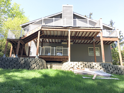 Aspen Tree and Landscape - Gig Harbor Residential Deck and Patio Project New Outdoor Deck Construction, Multi Level Deck and Stairs, Landscape Design, Landscape Construction & Installation, Planting,