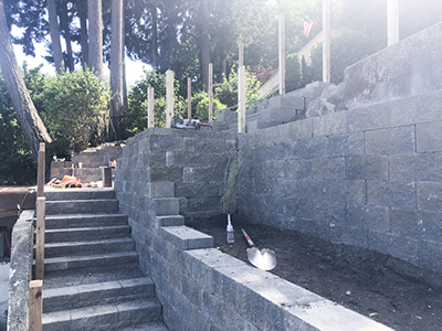 Gig Harbor Retaining Wall, Steps, & Patio Installation